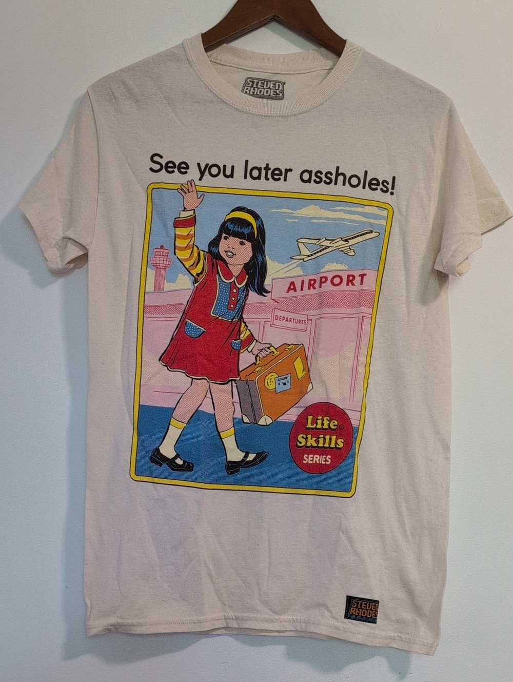Steved Rhodes Kids' Graphic Tee - Cream with Red Illustration